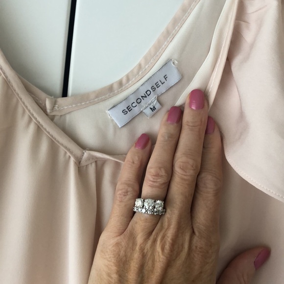 NWOT. Second Self Pale cream Flounce dress. - Picture 3 of 6